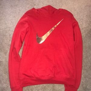 Slouch Neck Red Nike Hoodie